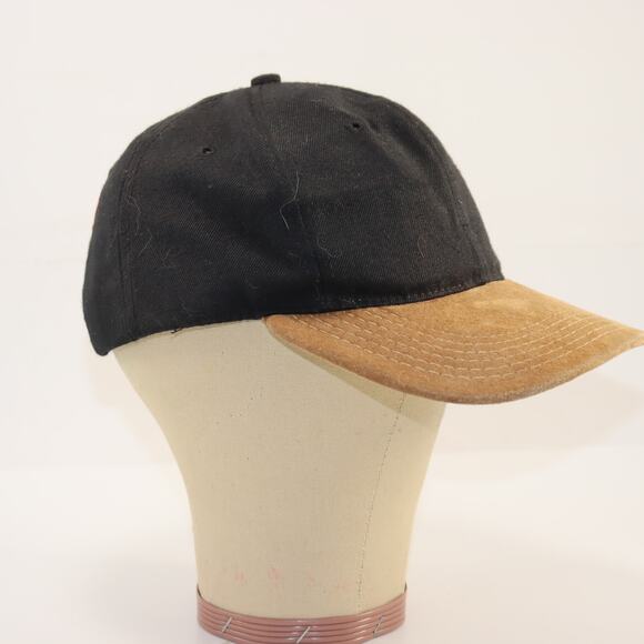 Vintage Swatch Black Snapback Hat Suede Brim Made in USA - Picture 2 of 5